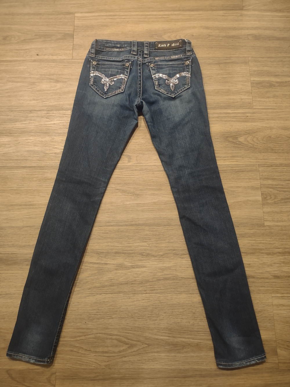Rock Revivals Dark Blue Embellished Back Pocket Women's Jeans